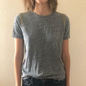 Grey and Gold beaded t-shirt by J Crew
